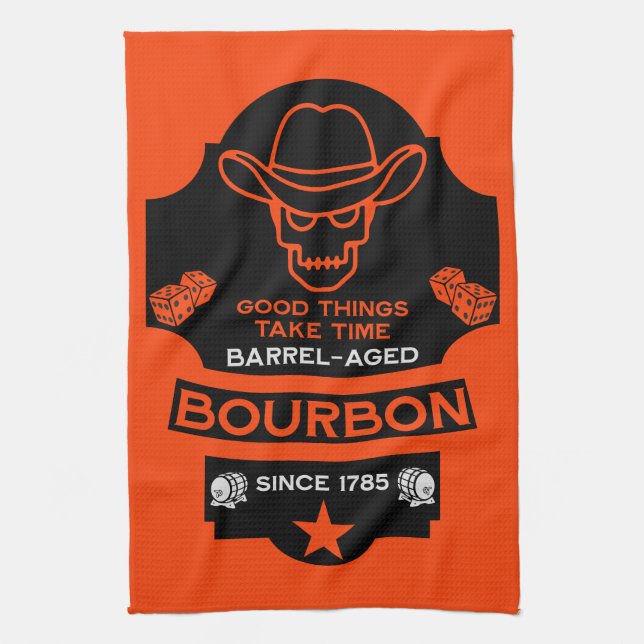 Bourbon Whiskey Art Tea Towel (Vertical)