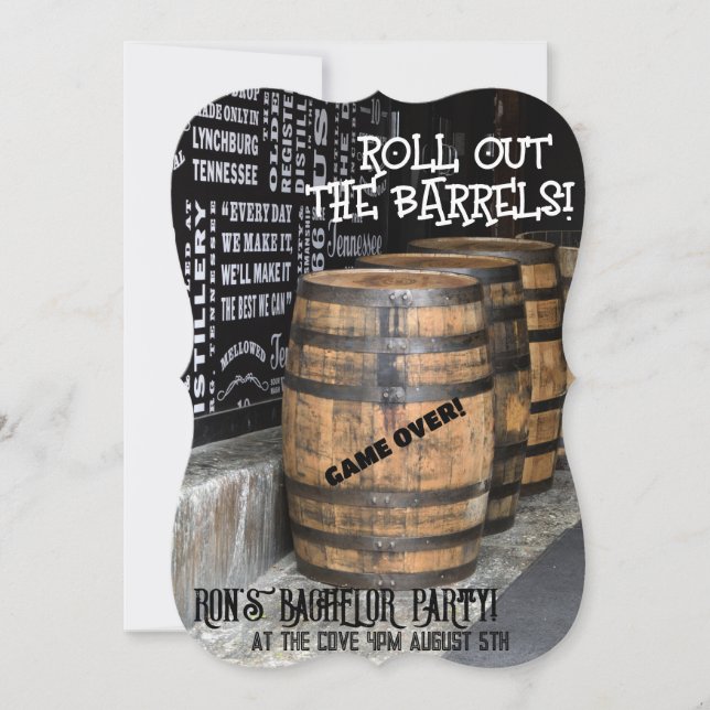 BOURBON WHISKEY BACHELOR PARTY INVITATIONS (Front)