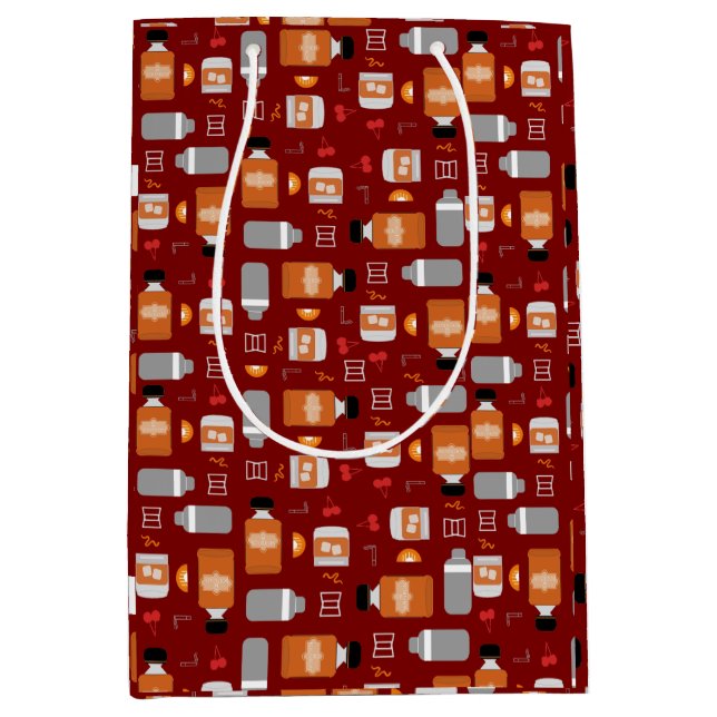 Bourbon Whiskey Pattern Medium Gift Bag (Front)