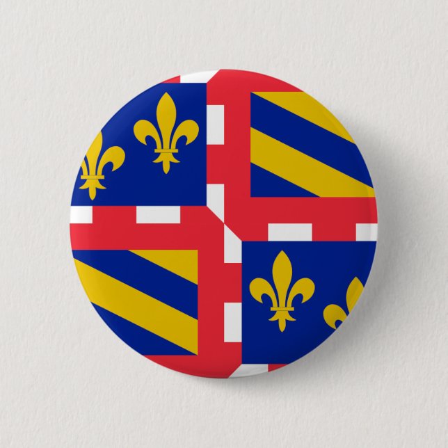 Bourgogne (France) Flag 6 Cm Round Badge (Front)