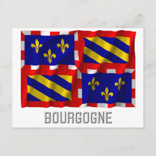 Bourgogne waving flag with name postcard
