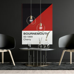 Bournemouth Cherry Red and Black - Full Width Poster