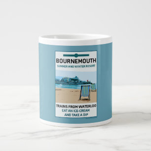 Bournemouth Vintage Retro Seaside   Large Coffee Mug
