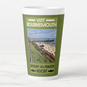 Bournemouth Vintage Retro Seaside Latte Mug