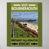 Bournemouth Vintage Retro Seaside Poster
