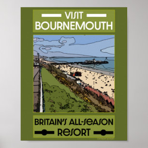 Bournemouth Vintage Retro Seaside  Poster