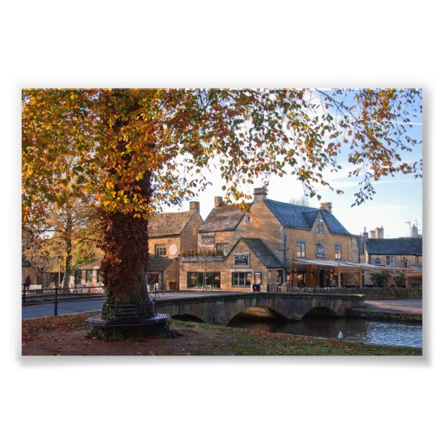Bourton on the Water Autumn Trees Cotswolds UK Photo Print (Front)
