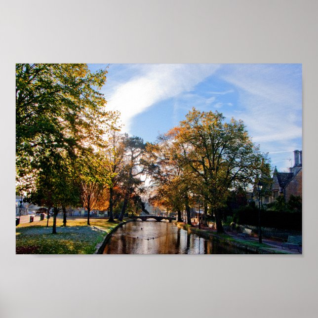 Bourton on the Water Autumn Trees Cotswolds UK Poster (Front)