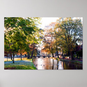 Bourton on the Water Autumn Trees Cotswolds UK Poster