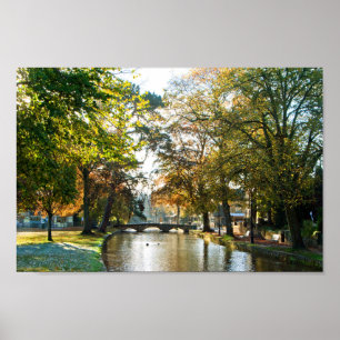Bourton on the Water Autumn Trees Cotswolds UK Poster