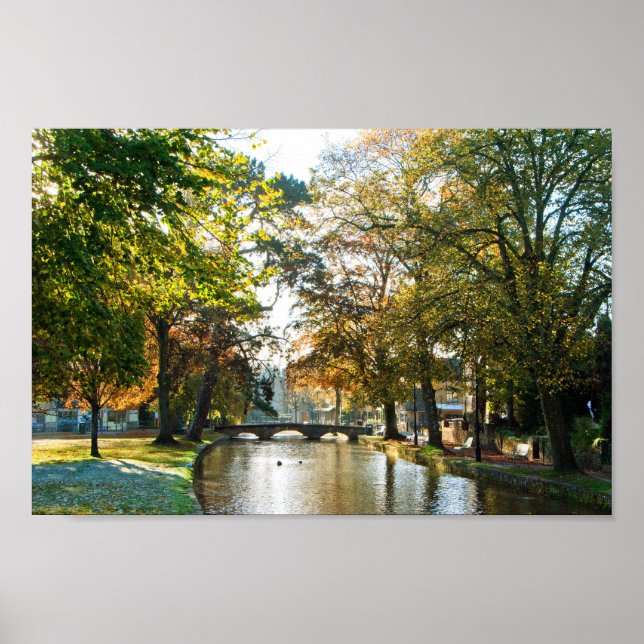 Bourton on the Water Autumn Trees Cotswolds UK Poster (Front)