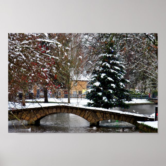 Bourton on the Water Christmas Tree Cotswolds Poster (Front)