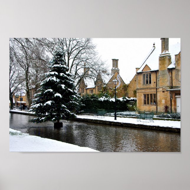Bourton on the Water Christmas Tree Cotswolds Poster (Front)