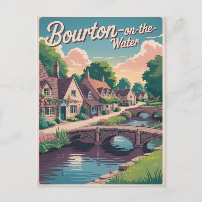 Bourton on the water vintage postcard (Front)