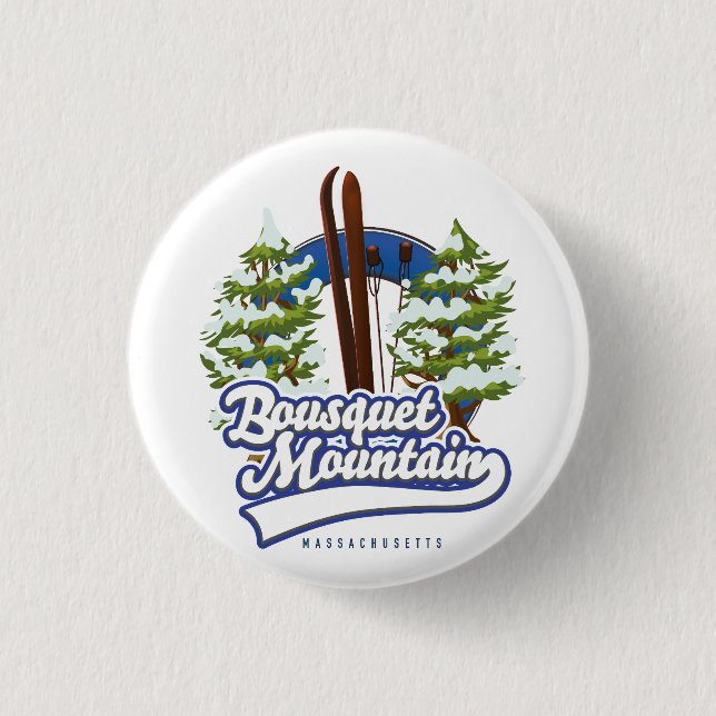 Bousquet Mountain Massachusetts Ski logo  3 Cm Round Badge (Front)