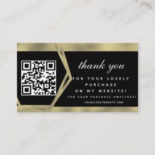 Boutique Beauty Business Thank You Gold QR   Business Card