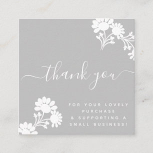 Boutique Beauty Thank You Logo Script Grey Square Business Card