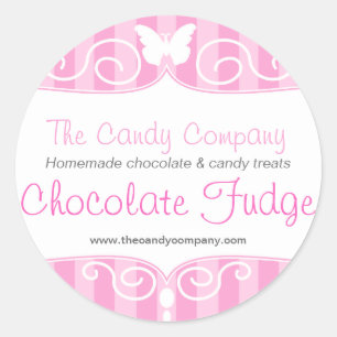 Boutique candy shop pink food round stickers