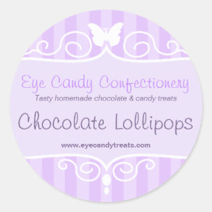 Boutique candy shop purple food round stickers