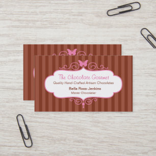Boutique chocolate shop stripe business card