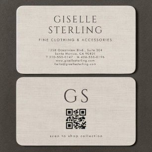 Boutique Clothing Store Linen QR Code Business Card