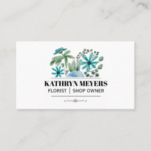 Boutique Flowers Blue Flowers Business Card