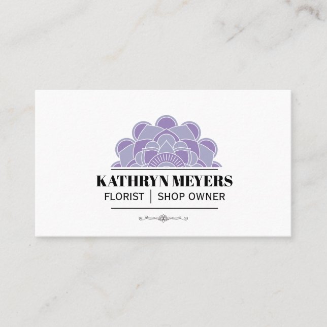 Boutique Flowers | Purple Illustrative Flowers Business Card (Front)