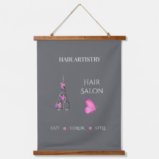 Boutique Hair Salon Business Branding Scissors Hanging Tapestry