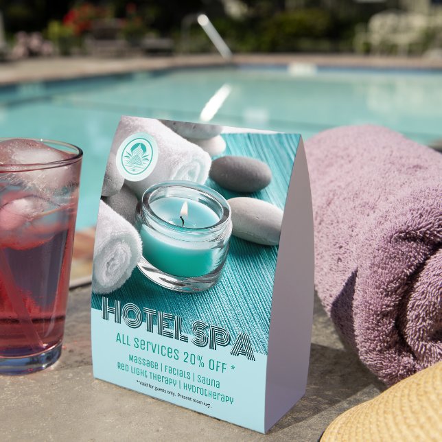Boutique Hotel Spa Services Table Tent Sign (Insitu(On Table))