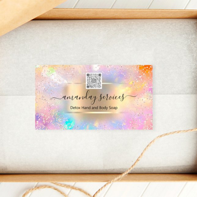 Boutique Online Shop Makeup Gold Holograph QR Code Label (Creator Uploaded)