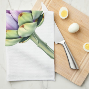 Boutique Oversized Artichoke Flower Purple Modern Tea Towel