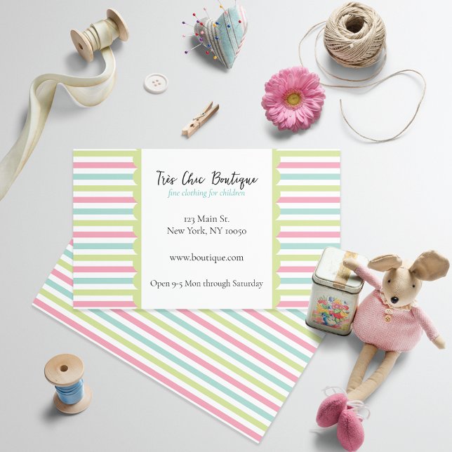 Boutique Pastel Stripes Business Card (Creator Uploaded)