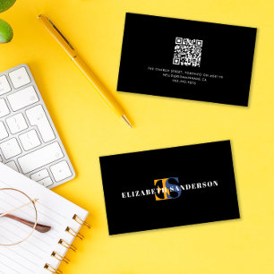 Boutique Retro Monogram QR Code Business Card