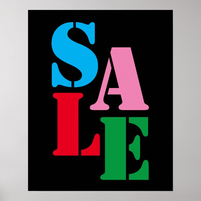 Boutique Sale Sign, Retail Store Signage, Black Poster (Front)