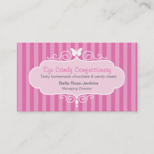 Boutique shop candy pink stripe business card