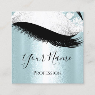 Boutique  Silver. Grey Lashes Extension Blue Square Business Card