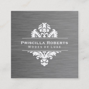 Boutique Steel Modern Luxe Ornate Element Square Business Card