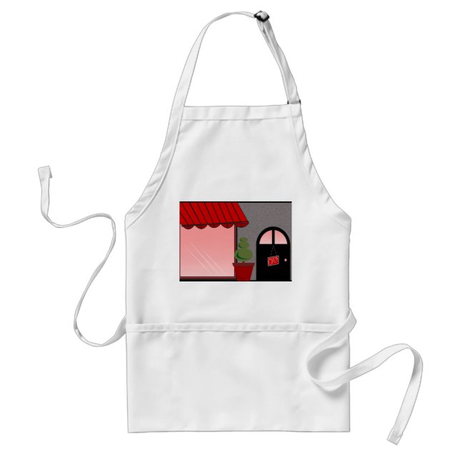 Boutique Storefront Red Black Topiary Open Standard Apron (Front)