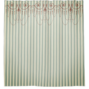 Boutique Stripes Blue / Chandeliers - Shower Curtain