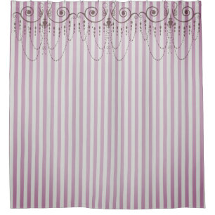 Boutique Stripes Lavender / Chandeliers - Shower Curtain