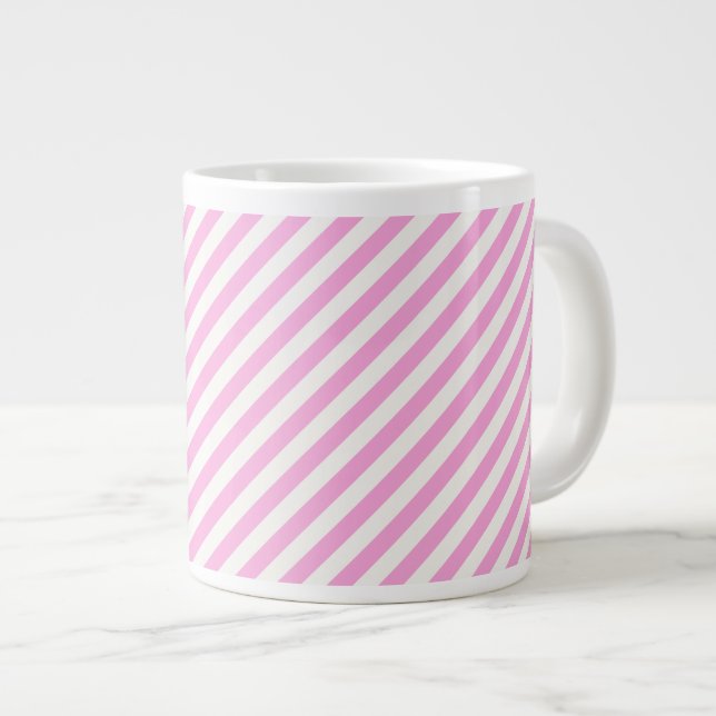 Boutique Stripes Pink - Large Coffee Mug (Front Right)