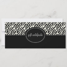 Boutique Style Gift Certificate with Zebra Print