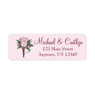 Boutonniere Pink Floral Rose Flower Wedding Labels