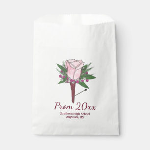 Boutonniere Pink Rose Corsage Flower Prom Wedding Favour Bag