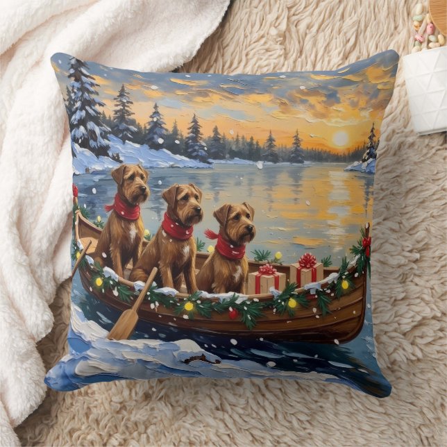 Bouvier des Flandres Christmas Boat Holiday Cushion (Blanket)