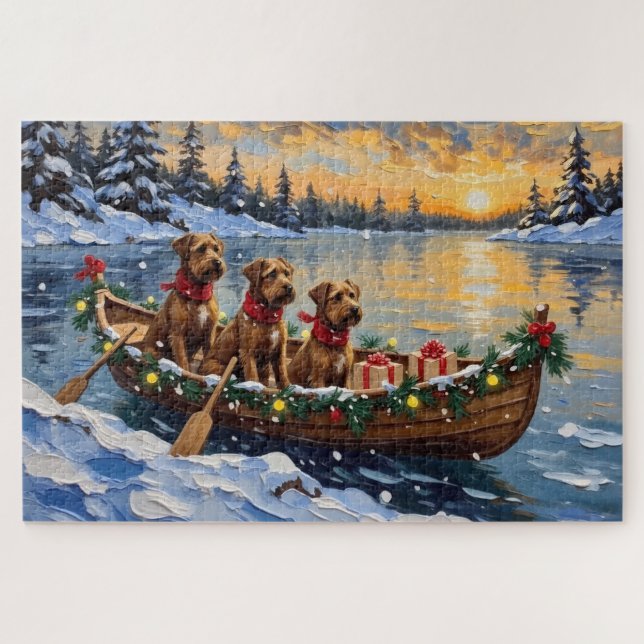 Bouvier des Flandres Christmas Boat Holiday Jigsaw Puzzle (Horizontal)