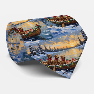 Bouvier des Flandres Christmas Boat Holiday Tie