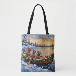 Bouvier des Flandres Christmas Boat Holiday Tote Bag