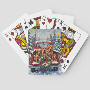 Bouvier des Flandres Christmas Red Truck Holiday Playing Cards