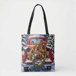 Bouvier des Flandres Christmas Red Truck Holiday Tote Bag